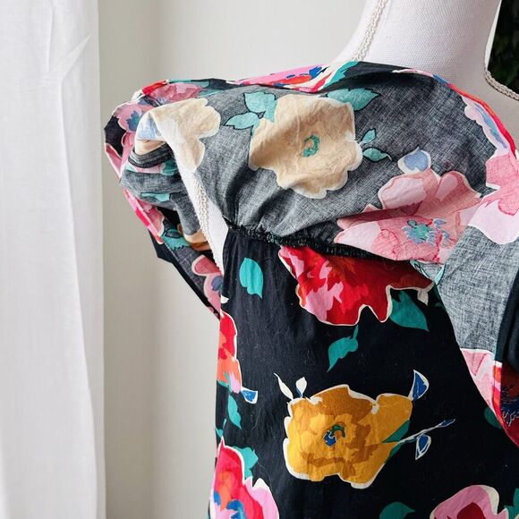 Who What Wear Colorful Floral Lightweight Side Ruffle Off Shoulder Dress Small - Picture 3 of 8